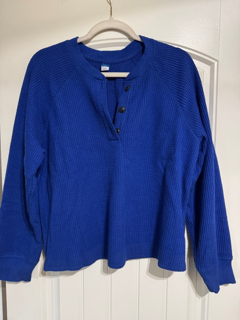 Old Navy Royal Blue Waffle Henley Sweater